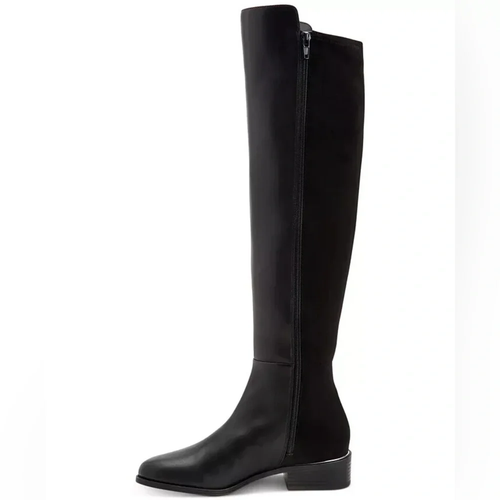 Alfani Ludlowe Almond Toe Leather Over the Knee Black Boots Sz 6.5 BNWOB